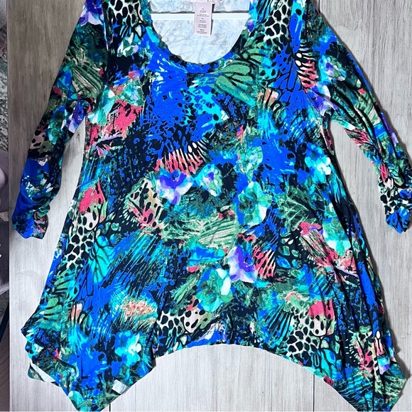 Philosophy Republic Clothing XL Tunic Top Rainforest Lagenlook Asymmetrical Hem - Picture 10 of 12